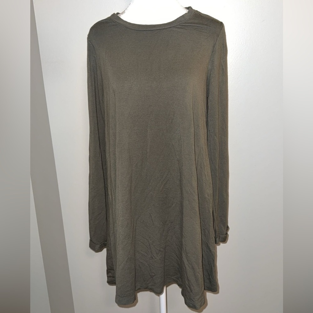 Army green long sleeve dress